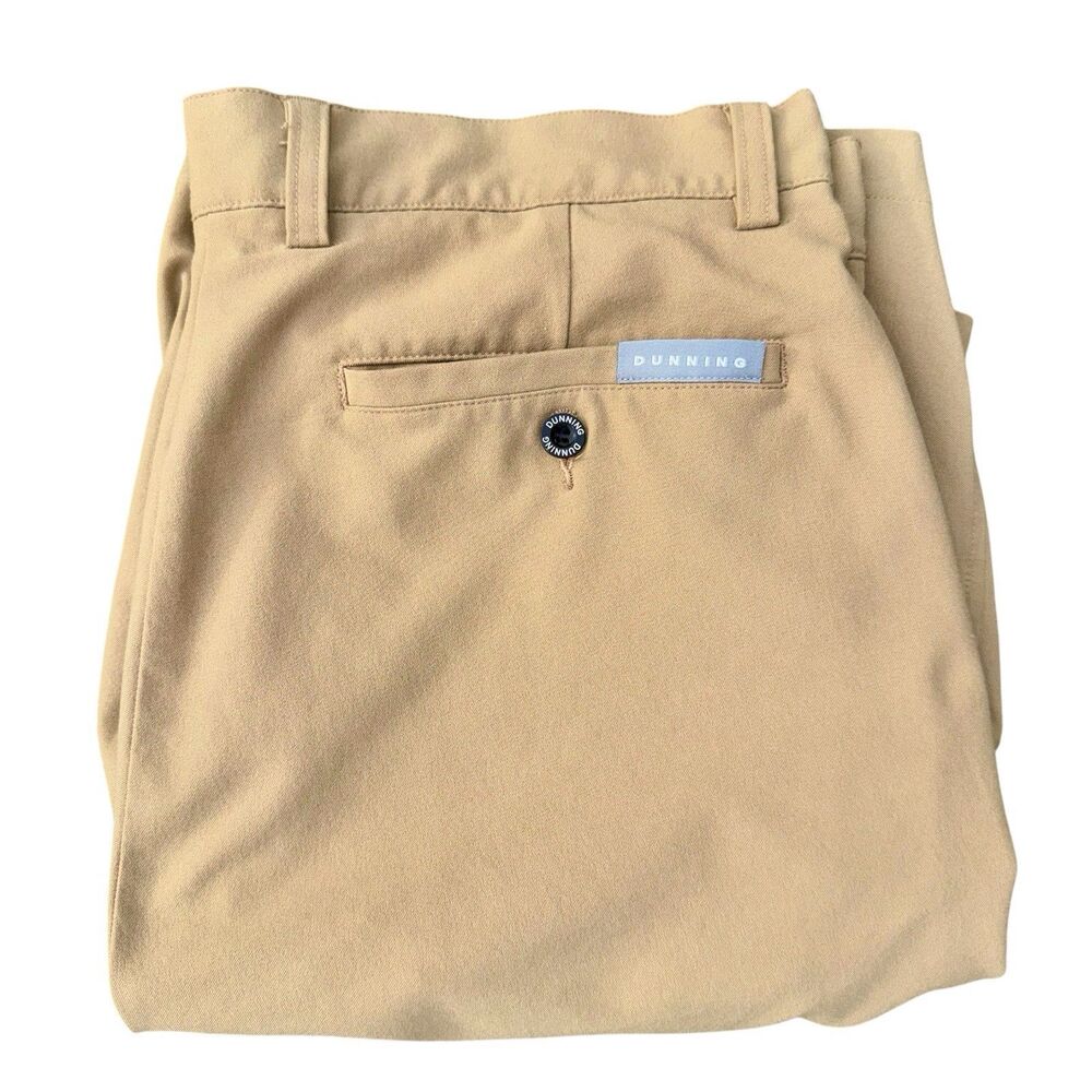 Dunning Golf Shorts Mens Size 34 Khaki Performance Stretch Casual Moisture Wick